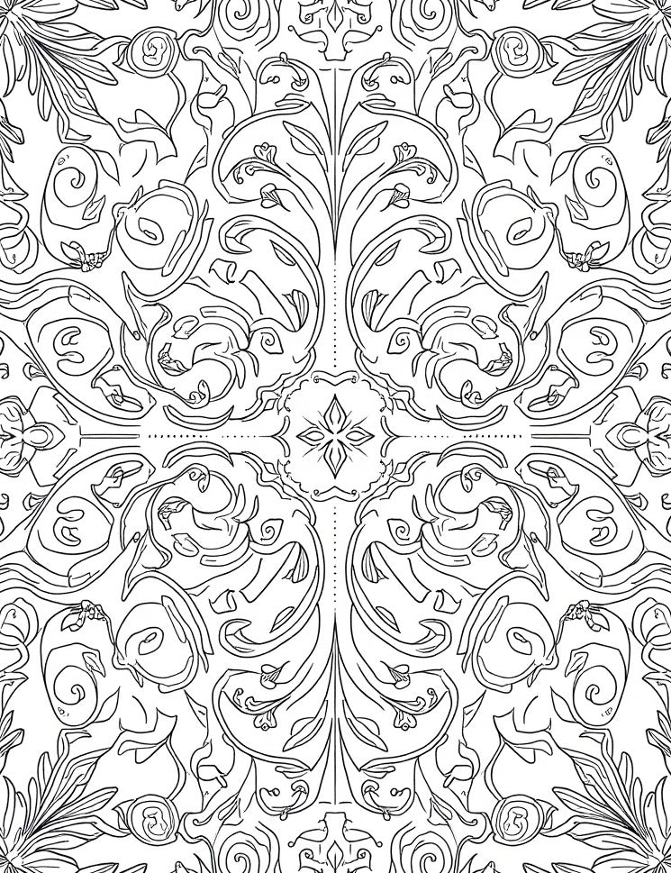 Ornate Floral Scrollwork Pattern Design Rug