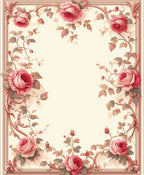 Romantic Rose Vine Scroll Pattern Rug
