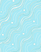 Ocean Wave with Starfish Motif Rug