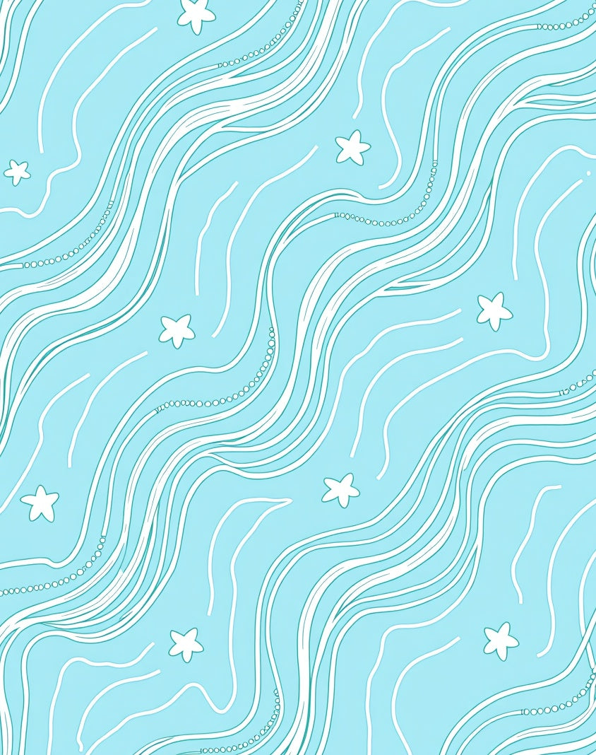 Ocean Wave with Starfish Motif Rug