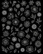 Floral Sketch White Daisy Pattern Rug