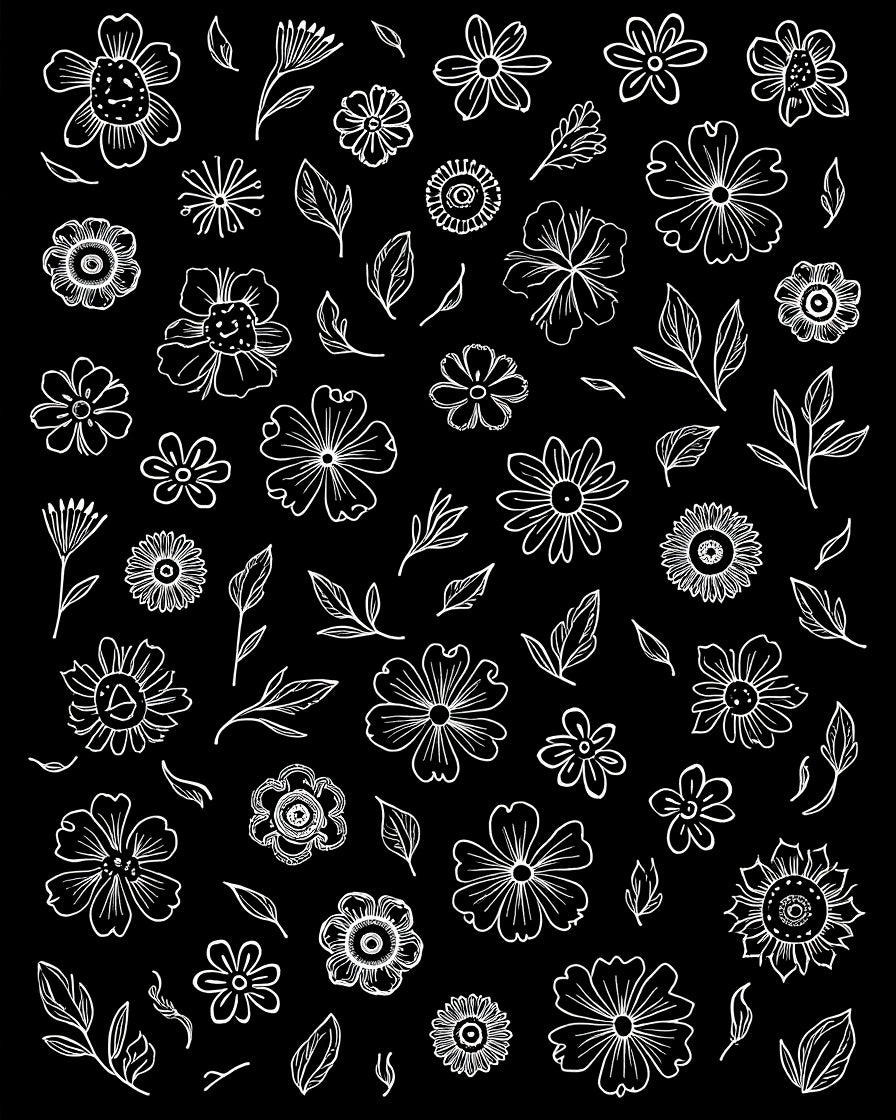 Floral Sketch White Daisy Pattern Rug