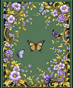 Whimsical Butterflies Floral Swirls Rug