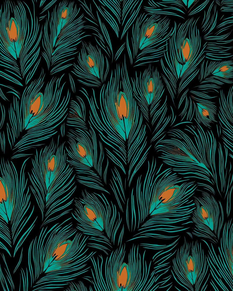 Emerald Feather Pattern Design Rug
