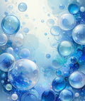 Shimmering Blue Bubbles Abstract Design Rug