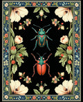 Insect And Floral Patterned Rug