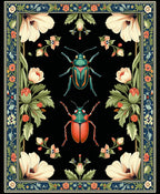 Insect And Floral Patterned Rug