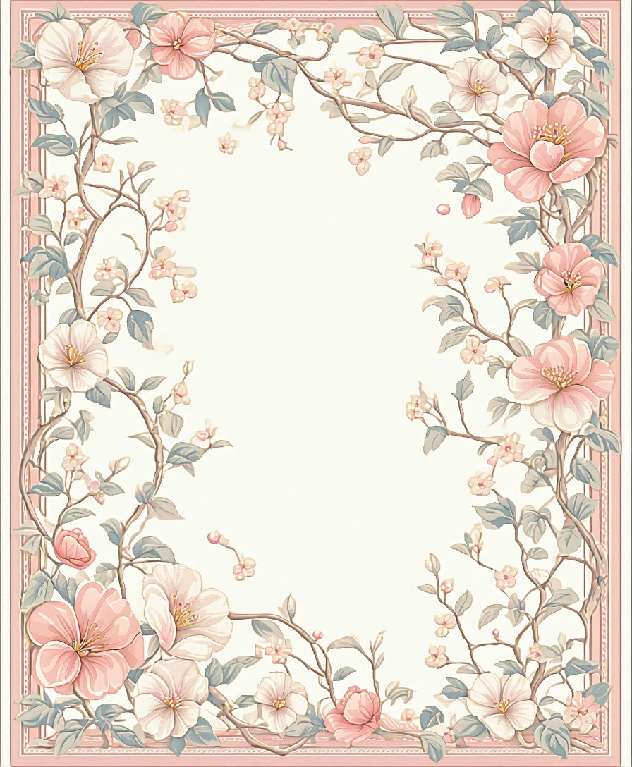 Soft Pink Cherry Blossom Floral Design Rug