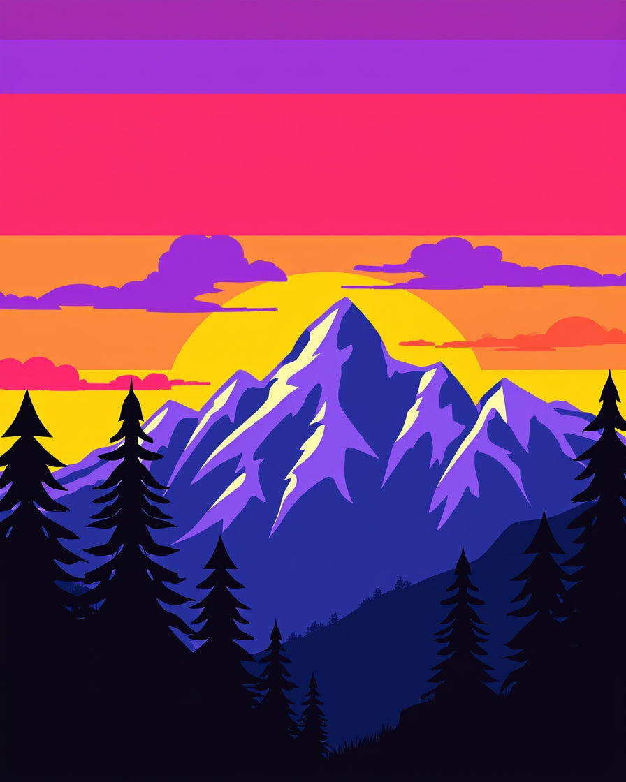 Vivid Sunset Mountain Scenery Rug