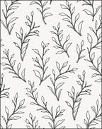 Botanical Black Line Art Branches Rug
