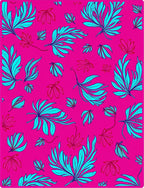 Vibrant Cyan Tropical Leaf Pattern Rug