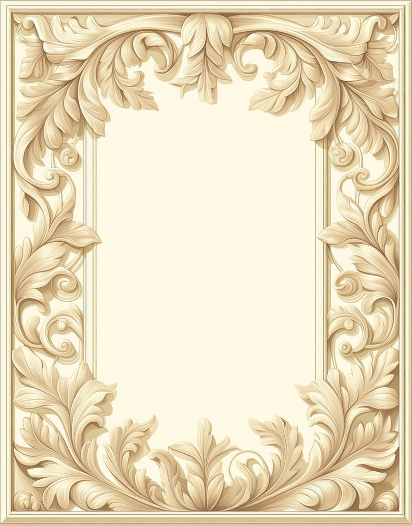 Ornate Floral Scrollwork Antique Frame Design Rug