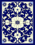 Cream Floral Cream Accents Dark Blue Rug