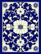 Cream Floral Cream Accents Dark Blue Rug