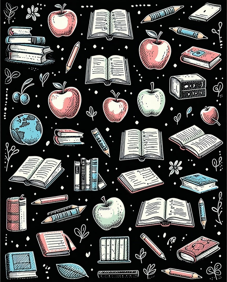 Educational Doodle Pattern Rug