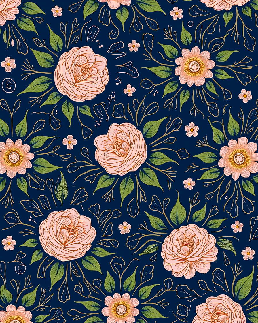 Vintage Rose Garden Floral Pattern Rug