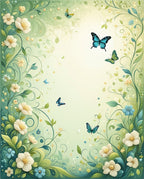 Whimsical Floral Butterflies Garden Design Rug