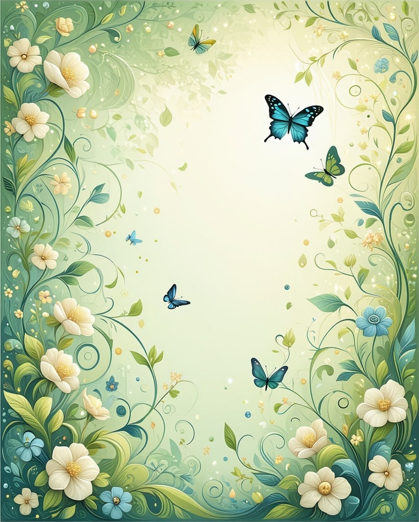 Whimsical Floral Butterflies Garden Design Rug