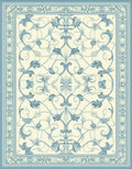Elegant Blue Floral Swirl Pattern Rug