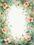 Soft Floral Vine Watercolor Rug
