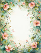 Soft Floral Vine Watercolor Rug