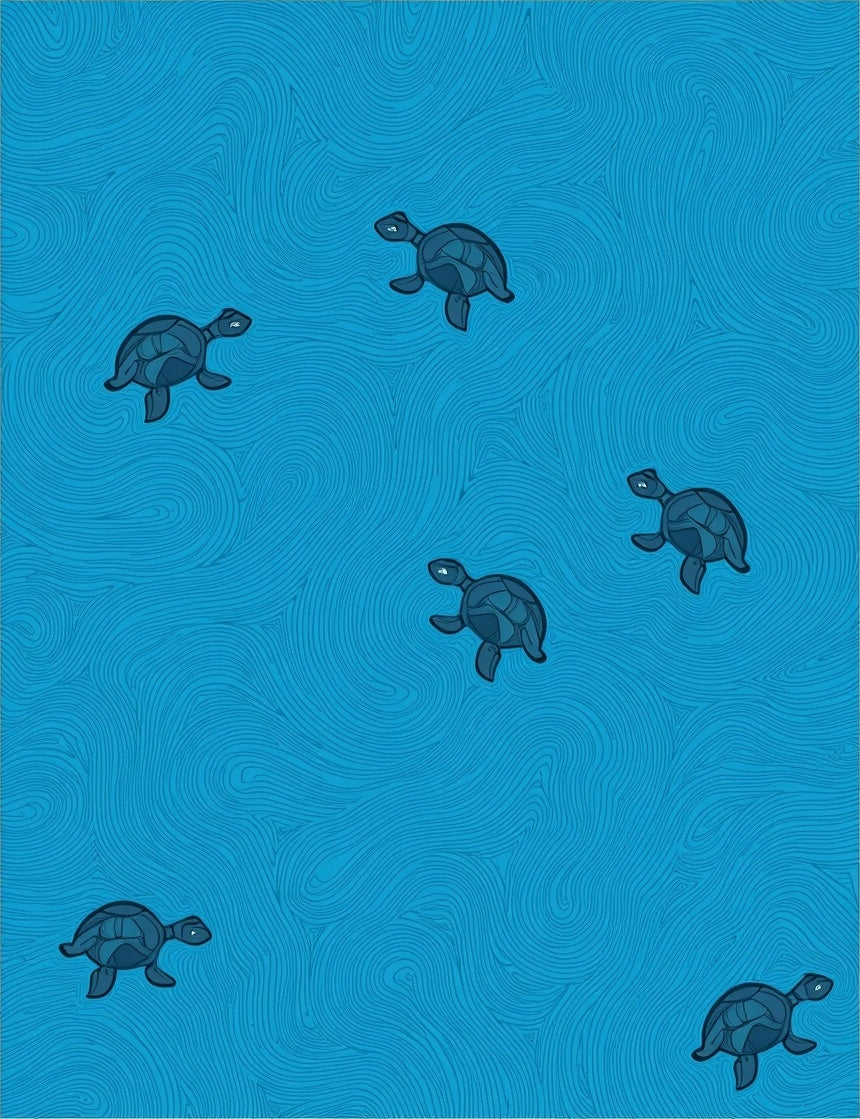Stylized Turtle Swimmers Pattern Rug