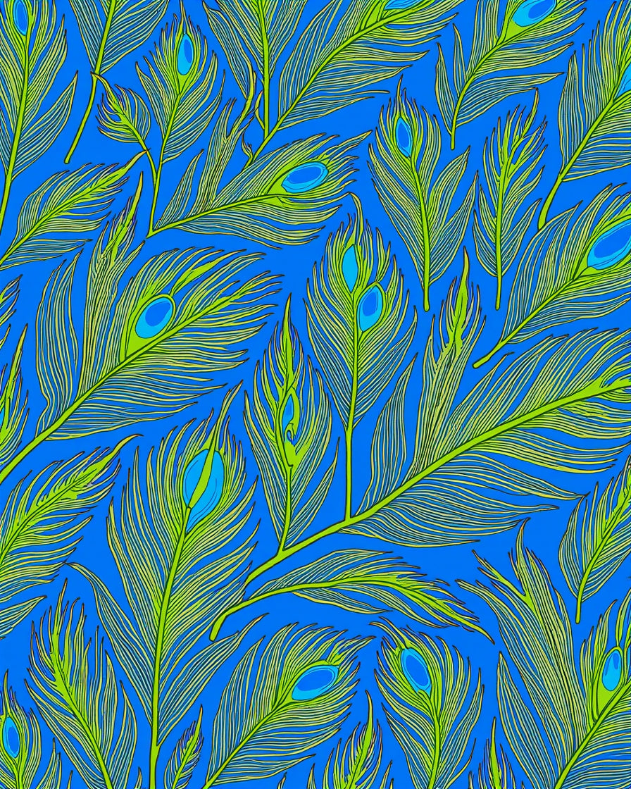 Peacock Feather Pattern Vivid Blue Rug