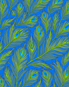 Peacock Feather Pattern Vivid Blue Rug