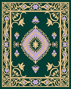 Elegant Floral Border Repeating Pattern Rug