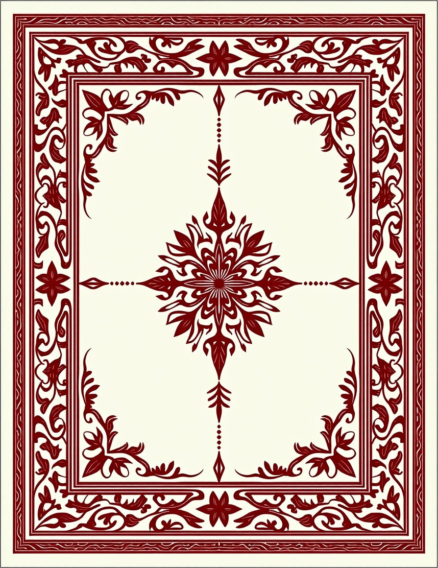 Rich Red Floral Intricate Pattern Rug