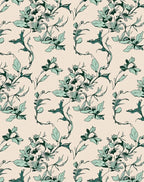 Elegant Teal Floral Vine Pattern Rug