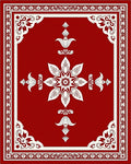 Rich Red Ivory Floral Symmetry Rug