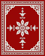 Rich Red Ivory Floral Symmetry Rug