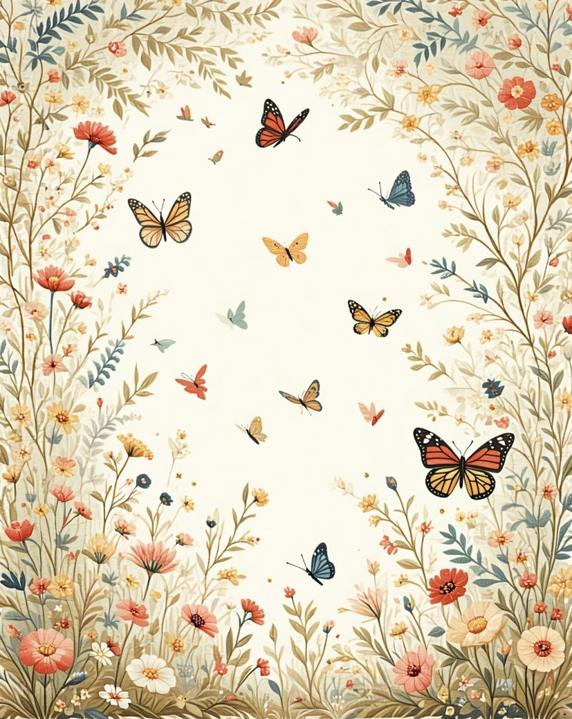 Whimsical Butterfly Meadow Pattern Rug