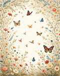 Whimsical Butterfly Meadow Pattern Rug