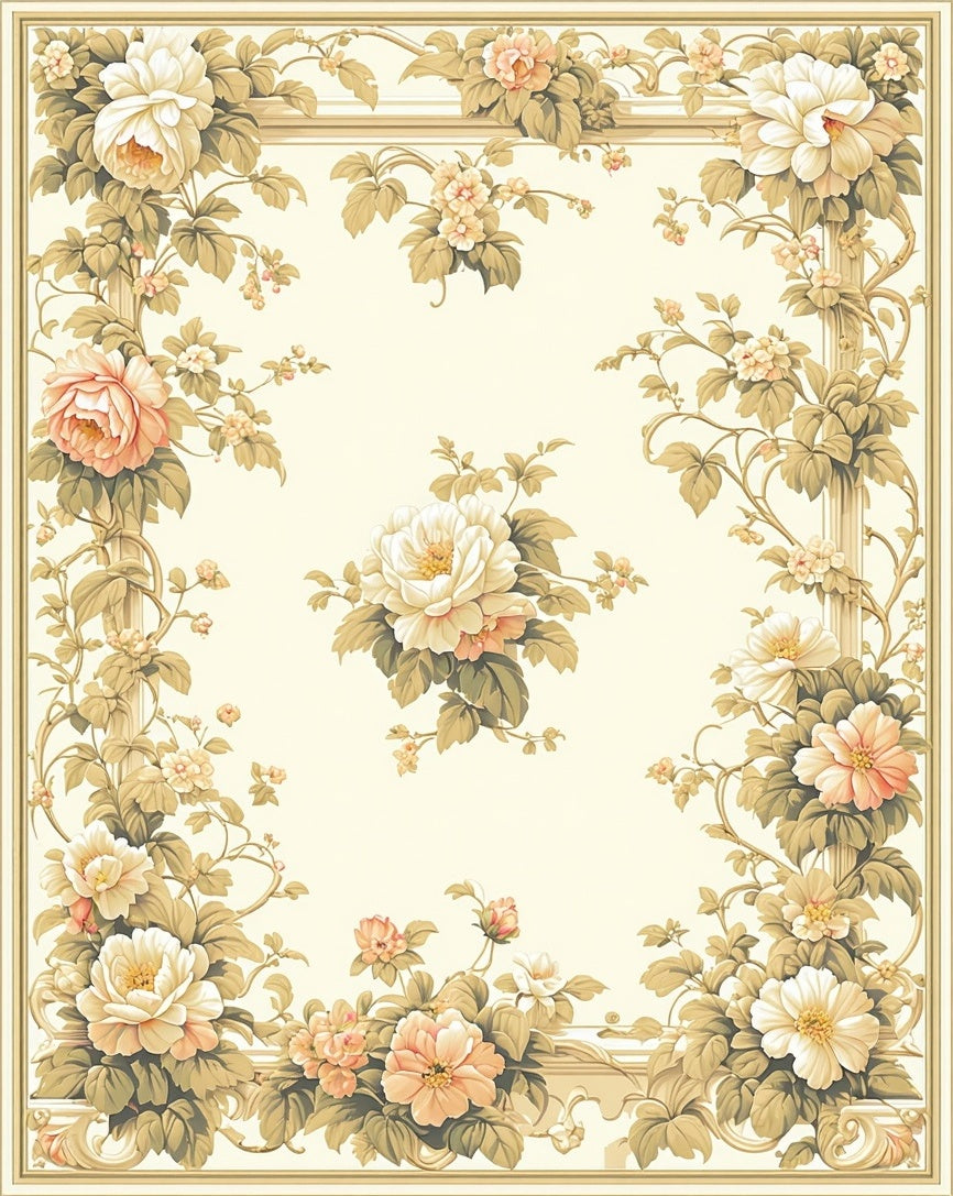 Classic Floral Vine Intricate Pattern Rug
