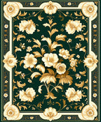 Ornate Floral Garden Pattern Rug