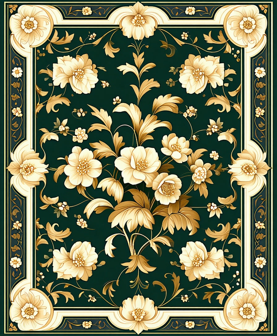 Ornate Floral Garden Pattern Rug