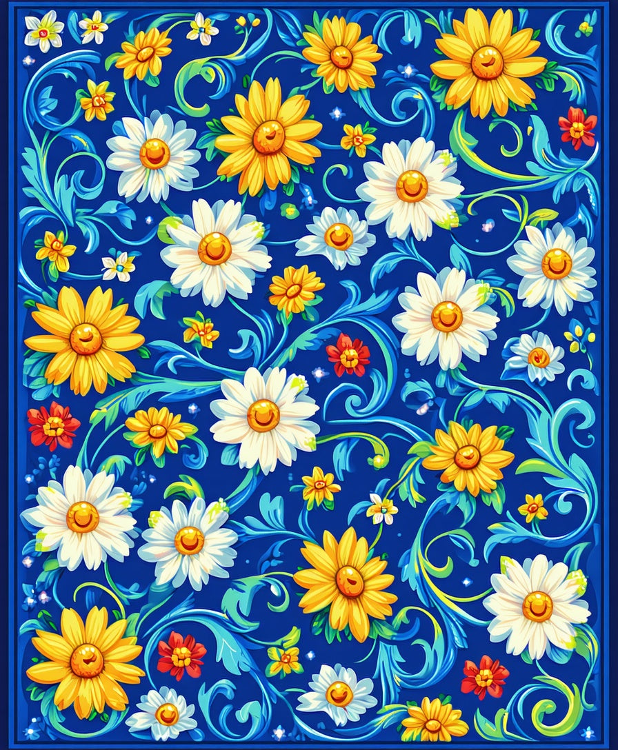 Charming Floral Scroll Pattern Rug