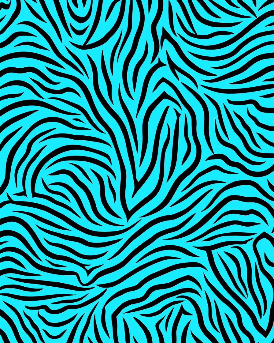 Bright Blue Zebra Pattern Rug