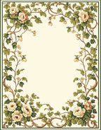 Antique Floral Vine Border Design Rug