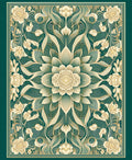 Emerald Green Floral Art Nouveau Rug