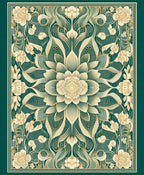 Emerald Green Floral Art Nouveau Rug