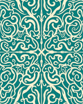 Teal Cream Classical Swirl Ornament Rug