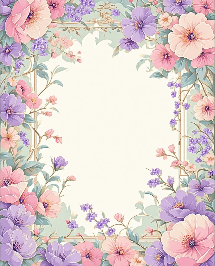 Pastel Floral Garden Frame Rug