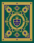 Regal Blue Gold Crest Frame Rug