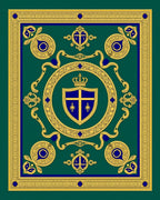 Regal Blue Gold Crest Frame Rug