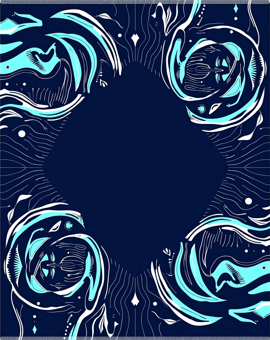 Deep Blue Aqua Swirl Bloom Rug