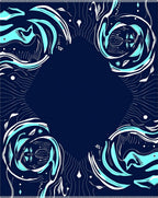 Deep Blue Aqua Swirl Bloom Rug