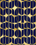 Art Deco Blue Gold Geometric Pattern Rug